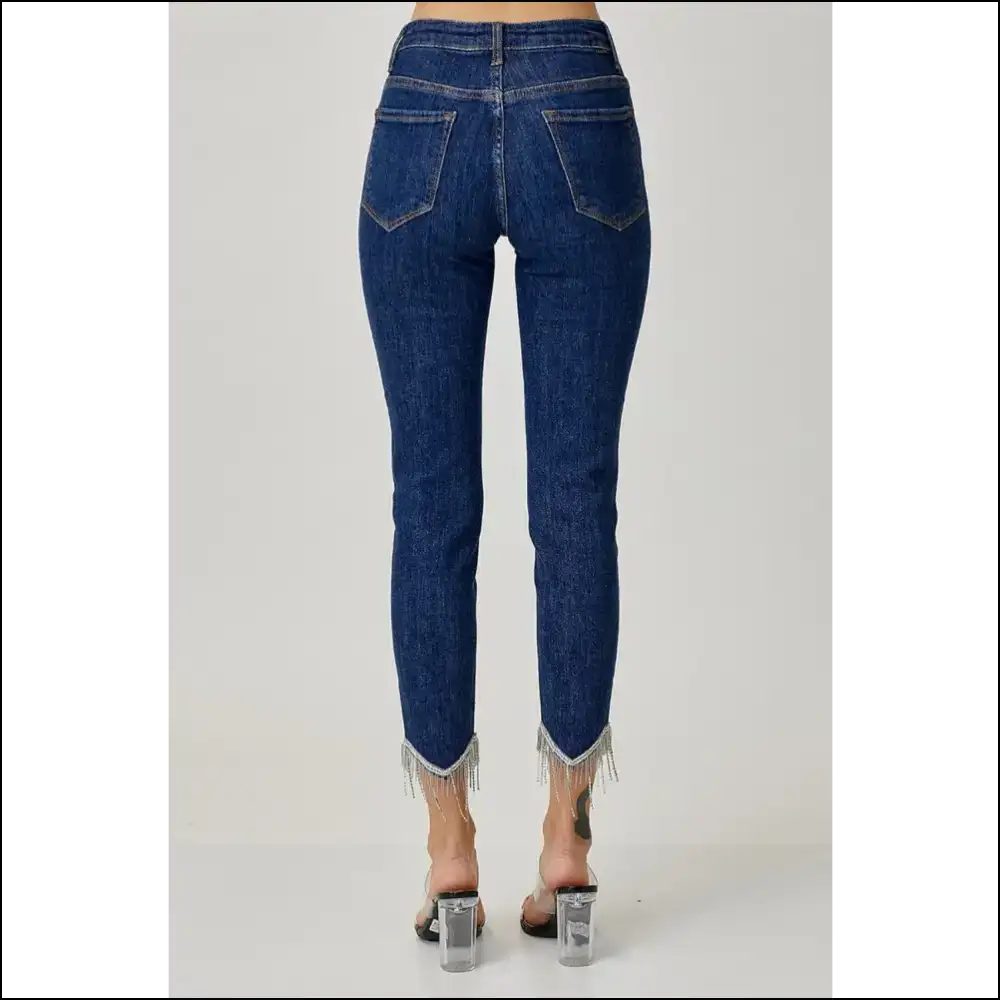 Sparkle your Way in Risen’s Mid Rise Crop Skinny Jeans - Fashion Bffs! 💖✨ - on Sale Worldwide Shipping