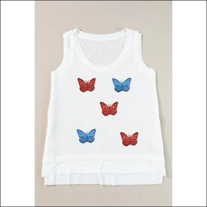 Sparkling Sequin Butterfly Tank Top - Tops on Sale Worldwide Shipping