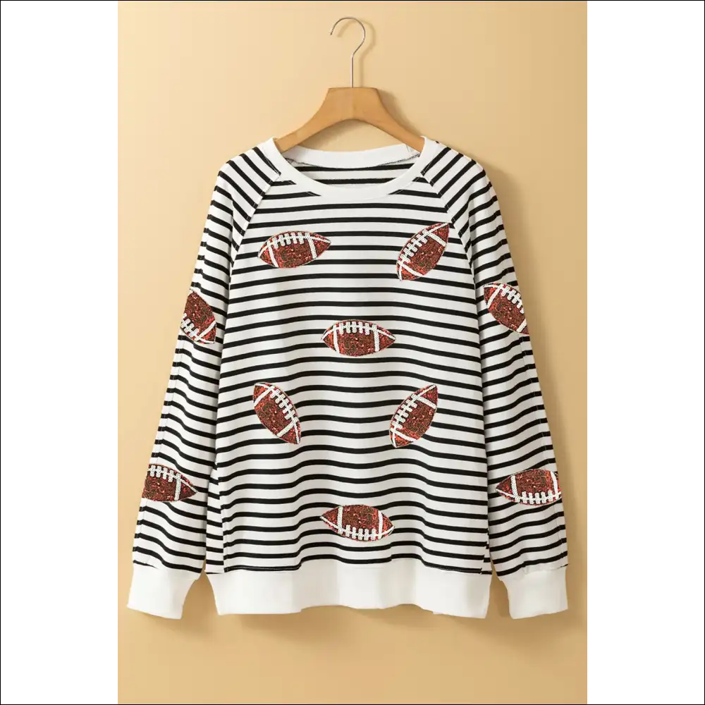 Sparkling Sequin Striped Long Sleeve Sweatshirt - Sweatshirts & Hoodies on Sale Worldwide Shipping