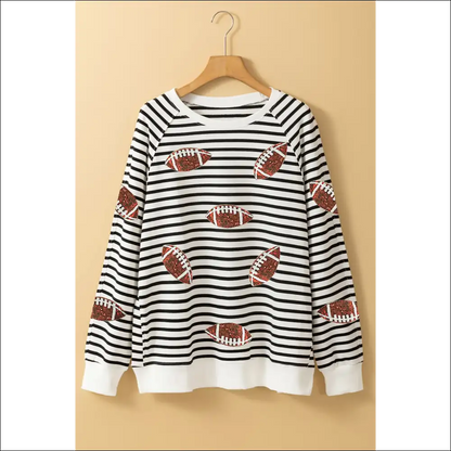 Sparkling Sequin Striped Long Sleeve Sweatshirt - Sweatshirts & Hoodies on Sale Worldwide Shipping