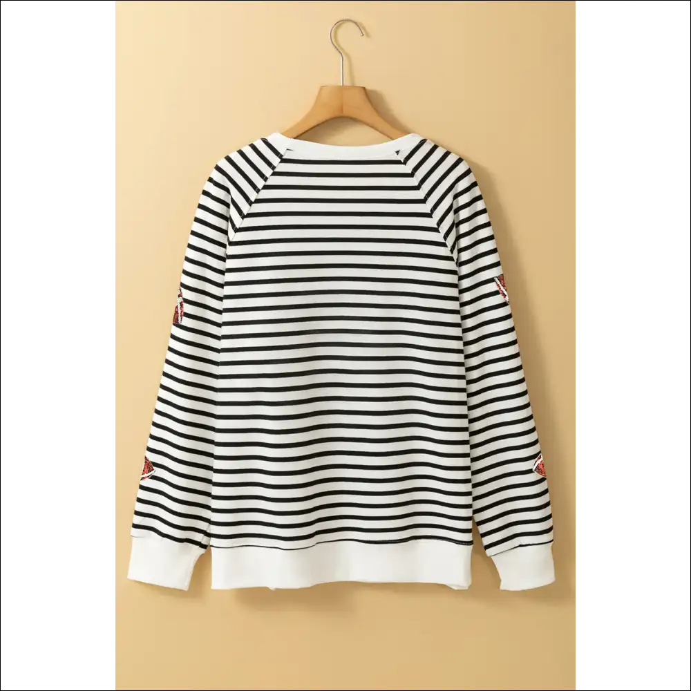 Sparkling Sequin Striped Long Sleeve Sweatshirt - Sweatshirts & Hoodies on Sale Worldwide Shipping