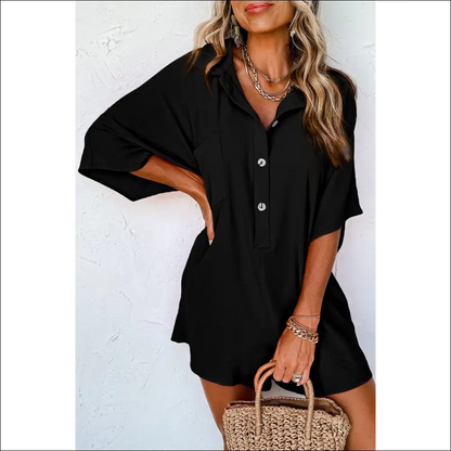 Spinach Green Loose Pocket Romper: Ironic Fashion Disaster? 🥬 Needful Things - Black / s - Rompers Jumpsuits & on Sale Worldwide Shipping