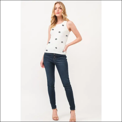 Spooky Chic Boo Spider Web Embroidered Tank - White / s - Tops on Sale Worldwide Shipping