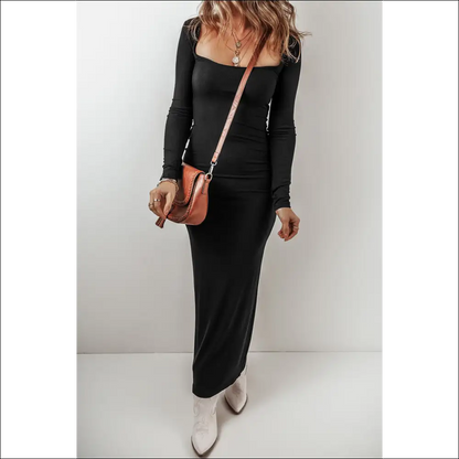 Square Neck Long Sleeve Maxi Dress - Dresses on Sale Worldwide Shipping