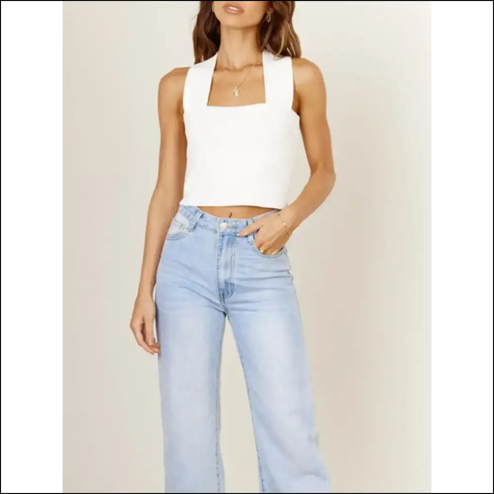 Square Neck Wide Strap Tank Top - Chic & Stylish - White / s - Tops on Sale Worldwide Shipping
