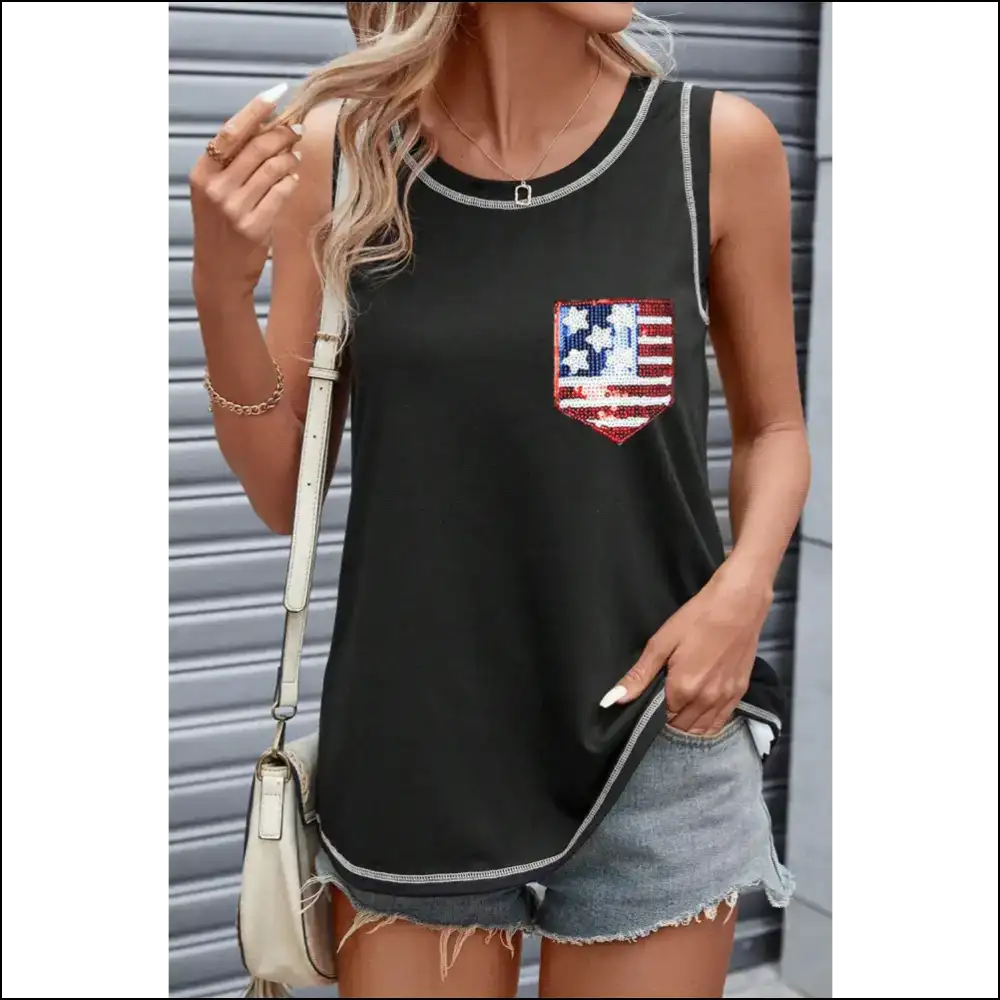 Star-spangled Sequin Tank Top - Tops on Sale Worldwide Shipping