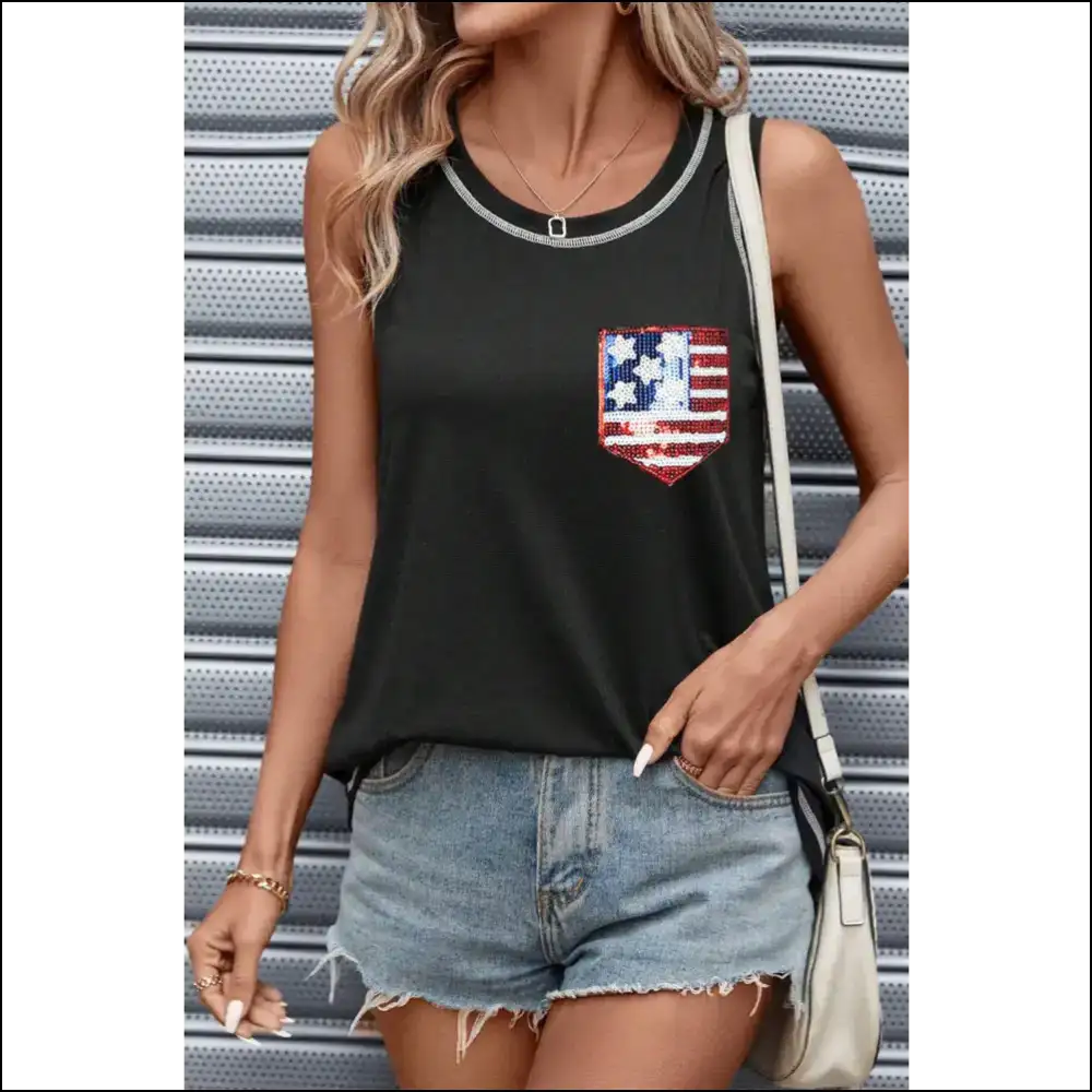 Star-spangled Sequin Tank Top - Tops on Sale Worldwide Shipping