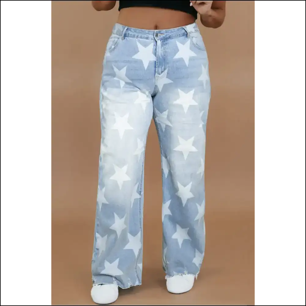 Star Straight Leg Jeans: Because your Curves Deserve to Shine Af! 🌟👖 - Light / 1xl - Jeans on Sale Worldwide Shipping