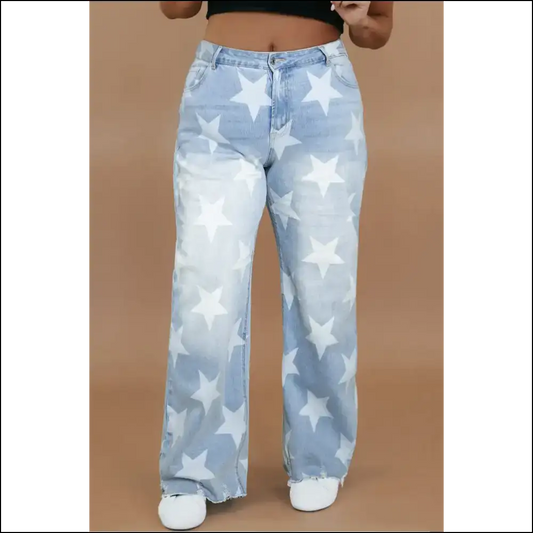 Star Straight Leg Jeans: Because your Curves Deserve to Shine Af! 🌟👖 - Light / 1xl - Jeans on Sale Worldwide Shipping