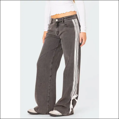 Step Into Fabulousness: Striped Wide Leg Jeans that Slay Darling! 💃 - on Sale Worldwide Shipping