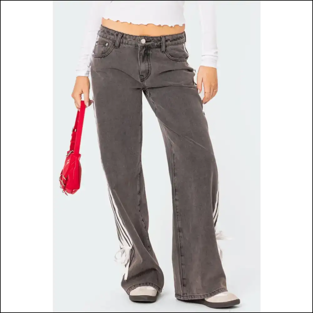 Step Into Fabulousness: Striped Wide Leg Jeans that Slay Darling! 💃 - on Sale Worldwide Shipping