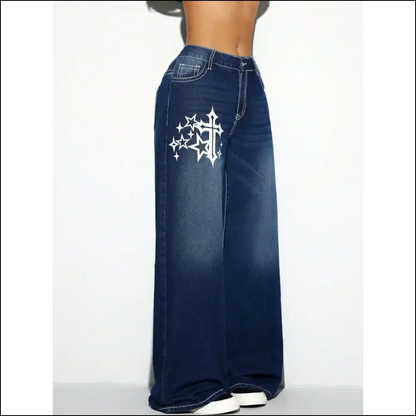 Step Up your Style in Chic Cross Wide Leg Jeans Because Life’s too Short for Boring Bottoms! - on Sale Worldwide Shipping