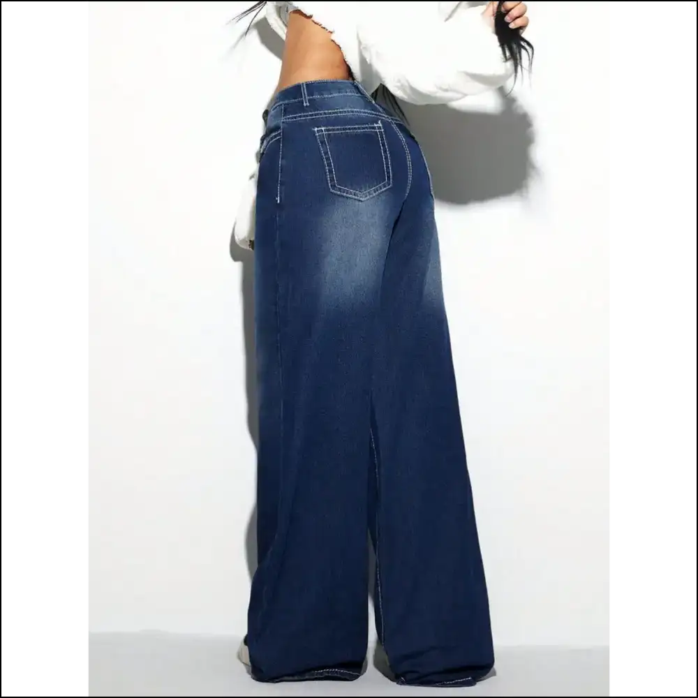 Step Up your Style in Chic Cross Wide Leg Jeans Because Life’s too Short for Boring Bottoms! - on Sale Worldwide Shipping