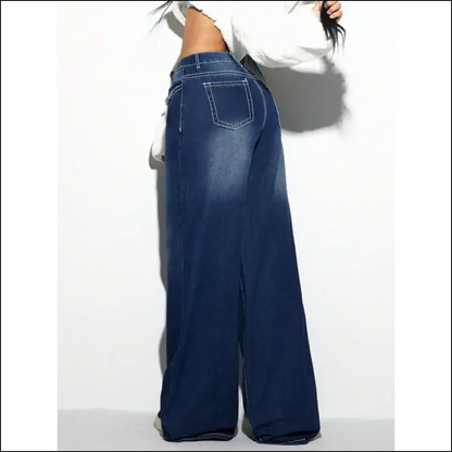 Step Up your Style in Chic Cross Wide Leg Jeans Because Life’s too Short for Boring Bottoms! - on Sale Worldwide Shipping