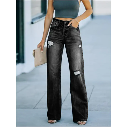 Straight Leg Jeans: Distress your Style not Life! 🎉👖 - Black / 2xl - Jeans on Sale Worldwide Shipping