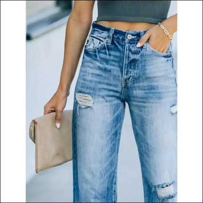 Straight Leg Jeans: Distress your Style not Life! 🎉👖 - Jeans on Sale Worldwide Shipping