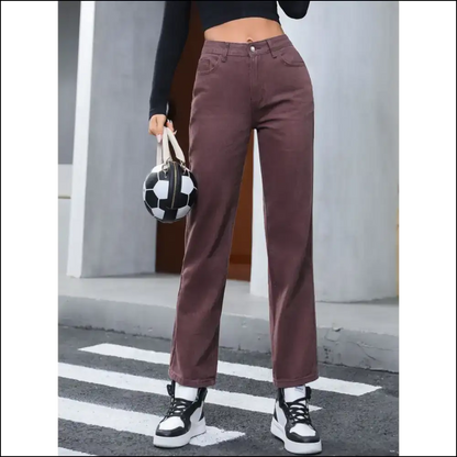 Straight Up Fabulous: your Needful Things Chic Leg Jeans 🚀✨ - Brown / l - on Sale Worldwide Shipping