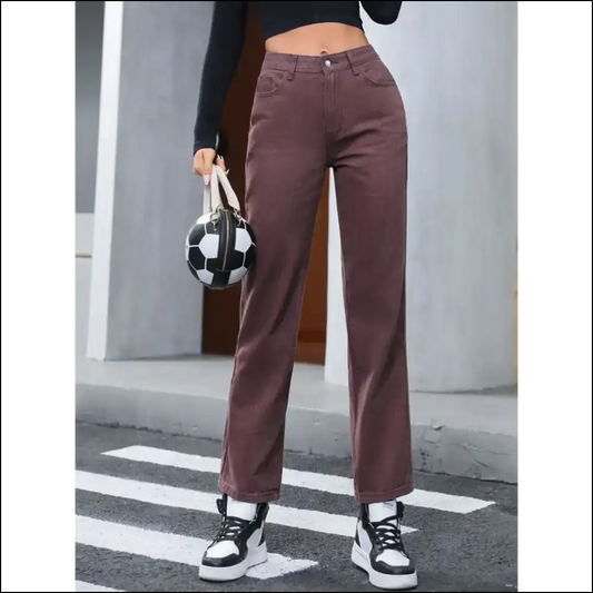 Straight Up Fabulous: your Needful Things Chic Leg Jeans 🚀✨ - Brown / l - on Sale Worldwide Shipping