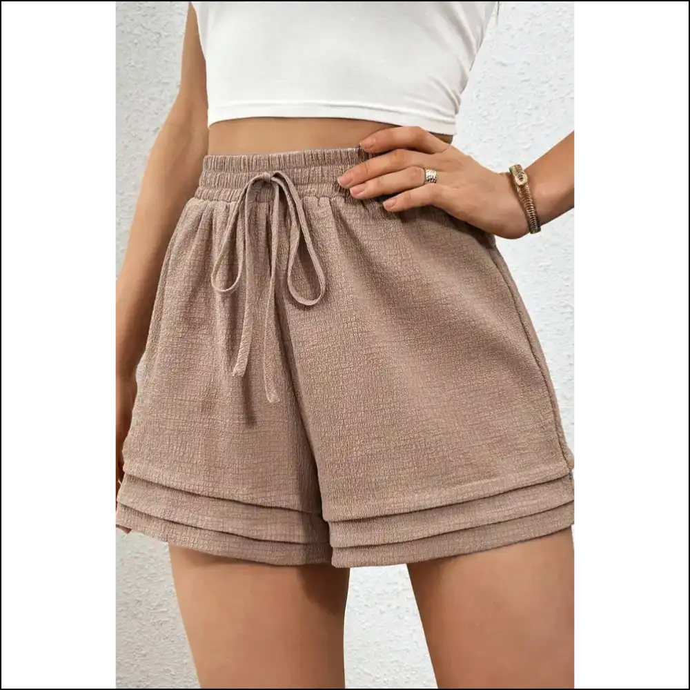 Straw Yellow High Waist Shorts: Tiered Edge! ?️ Needful Things - Shorts on Sale Worldwide Shipping