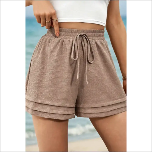 Straw Yellow High Waist Shorts: Tiered Edge! ?️ Needful Things - s - Shorts on Sale Worldwide Shipping