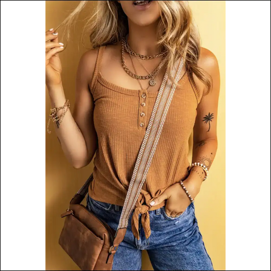 Straw Yellow Ribbed Cami: Sunshine on a (slightly) Shady Day ?️ - s - Camisoles Tank Tops on Sale Worldwide Shipping