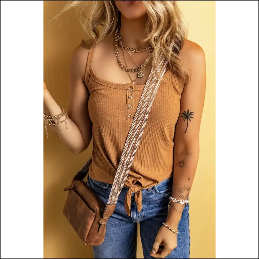 Straw Yellow Ribbed Cami: Sunshine on a (slightly) Shady Day ?️ - Camisoles Tank Tops on Sale Worldwide Shipping