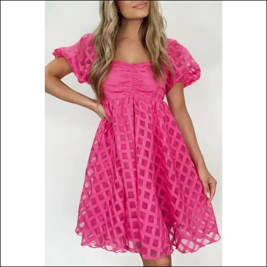 Strawberry Pink Checkered Dress: so Cute It’s Bananas 🍌 - s - Short Dresses on Sale Worldwide Shipping
