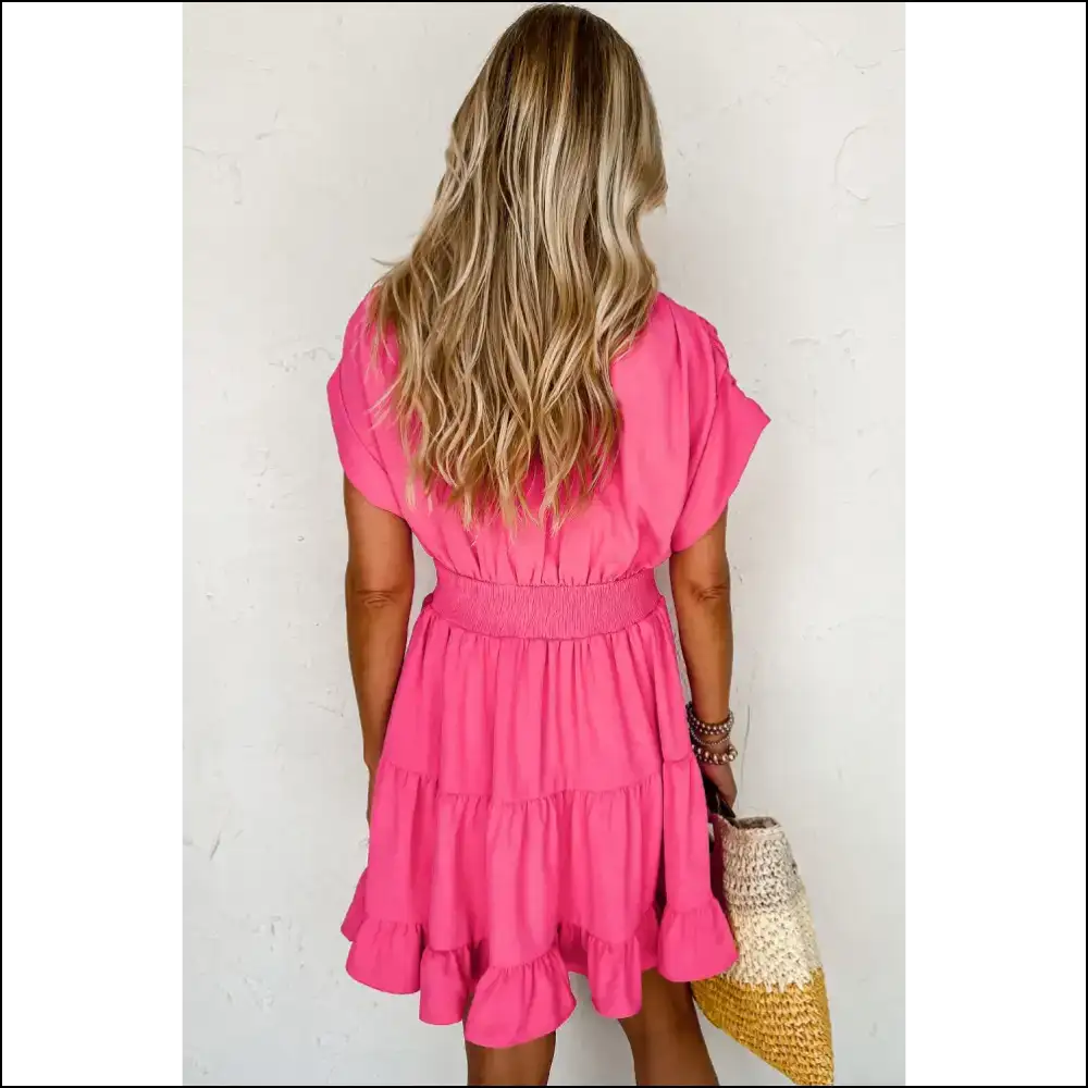 Strawberry Pink Ruched Sleeve Dress: Twirl! 🍓 Needful Things - Short Dresses on Sale Worldwide Shipping