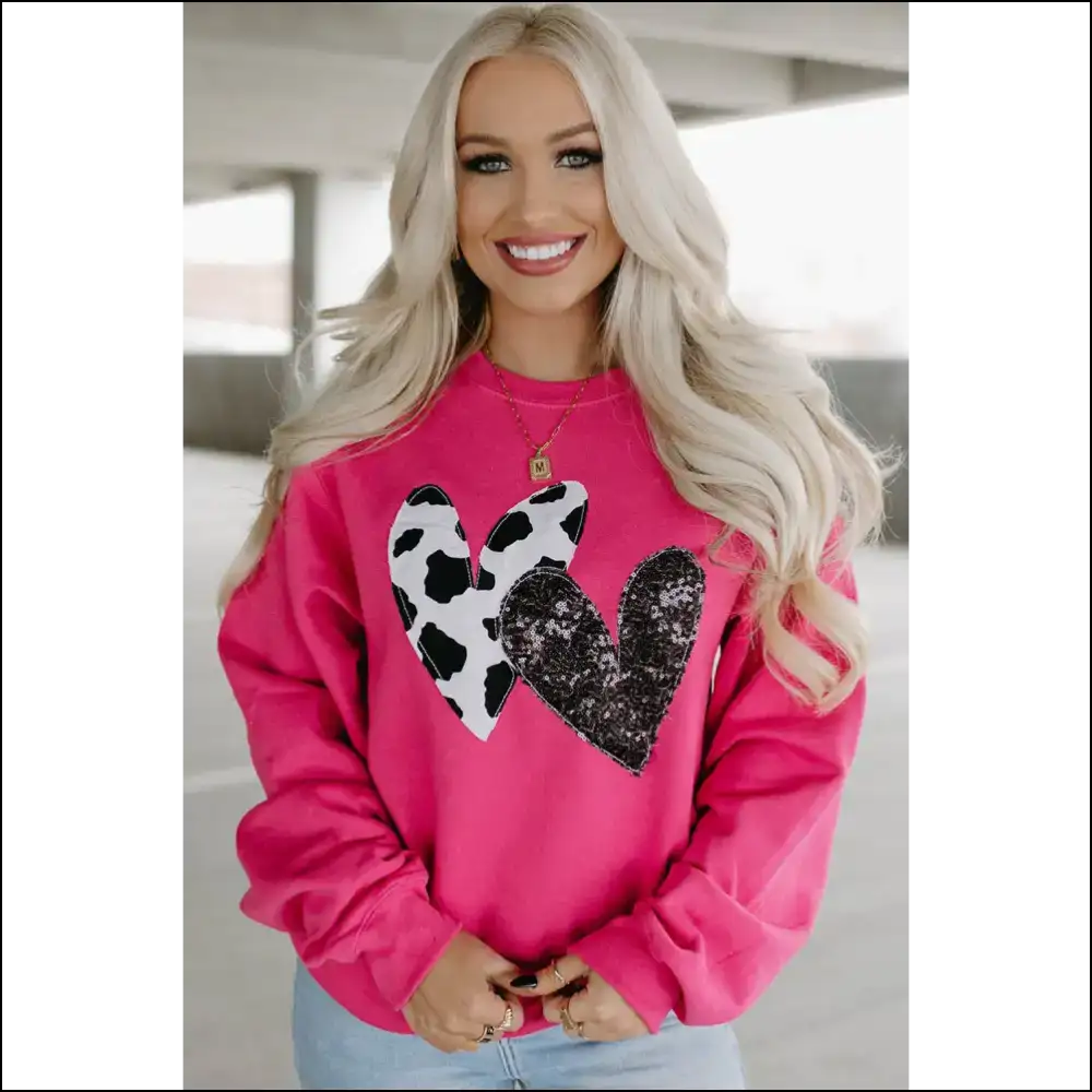 Strawberry Pink Sequin Heart: so Cute It’s Bananas 🍌 - s - Sweatshirts & Hoodies on Sale Worldwide Shipping