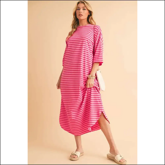 Strawberry Pink Striped Dress: Twirlin Into Trouble! 🍓 Needful Things - s - Maxi Dresses on Sale Worldwide Shipping