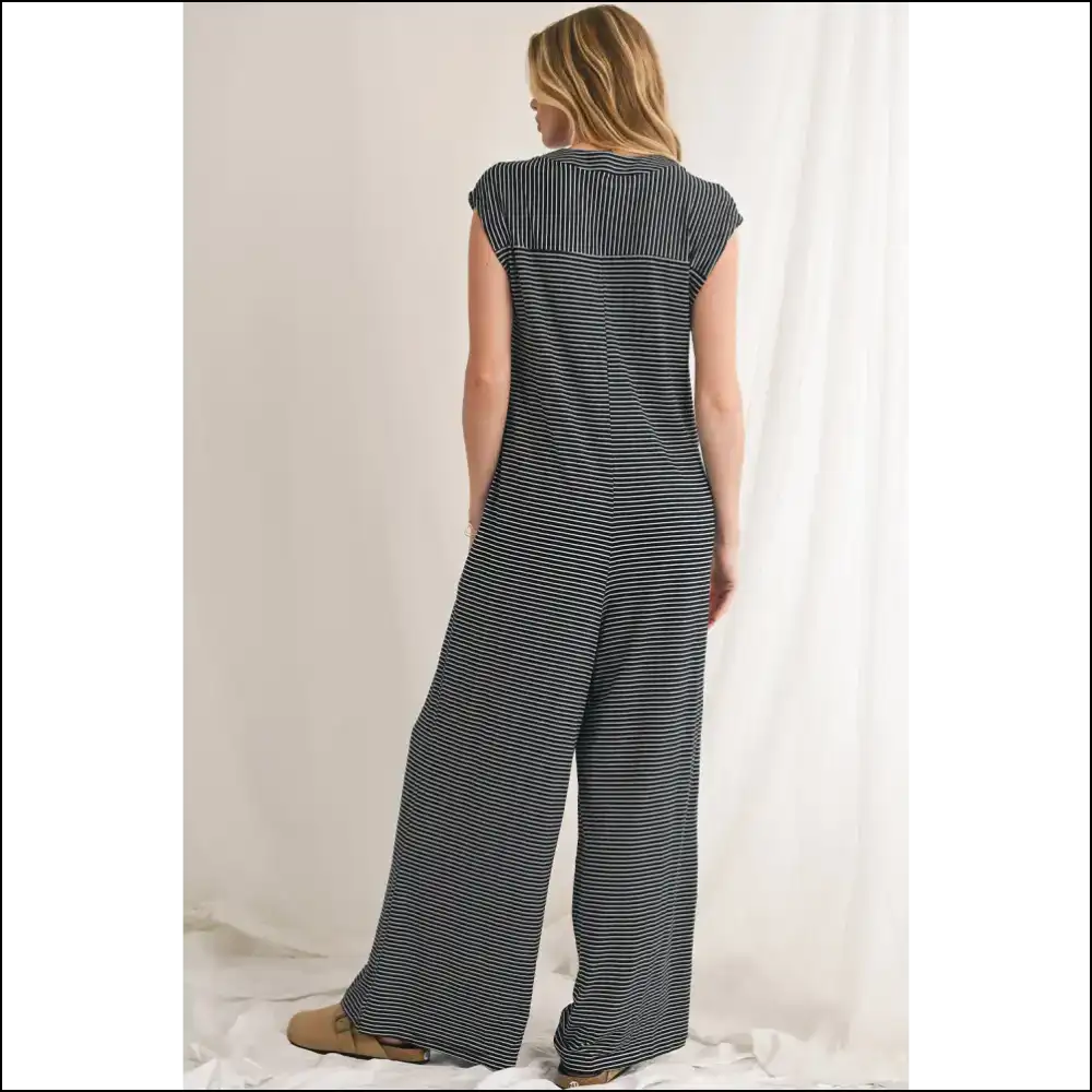Striped Button Sleeveless Jumpsuit: from Zero to Hero - Jumpsuits & Rompers on Sale Worldwide Shipping