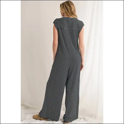 Striped Button Sleeveless Jumpsuit: from Zero to Hero - Jumpsuits & Rompers on Sale Worldwide Shipping