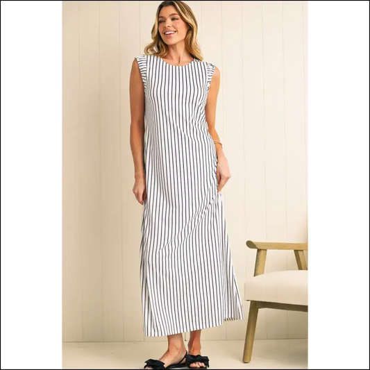 Striped Maxi Vest Dress: so Comfy Youll Swear Youre Naked 🖤🤍 - Black Stripe / s - Dresses on Sale Worldwide Shipping