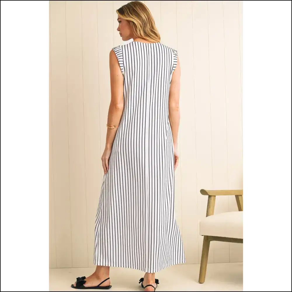 Striped Maxi Vest Dress: so Comfy Youll Swear Youre Naked 🖤🤍 - Dresses on Sale Worldwide Shipping