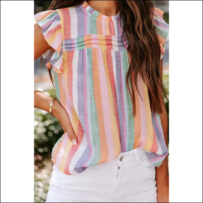 Stripes so Bright You’ll Need Shades (and a Margarita) 🍹 - Needful Things - Multicolor / s - Blouses on Sale Worldwide Shipping