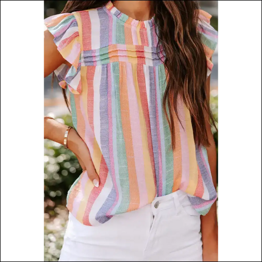 Stripes so Bright You’ll Need Shades (and a Margarita) 🍹 - Needful Things - Multicolor / s - Blouses on Sale Worldwide Shipping