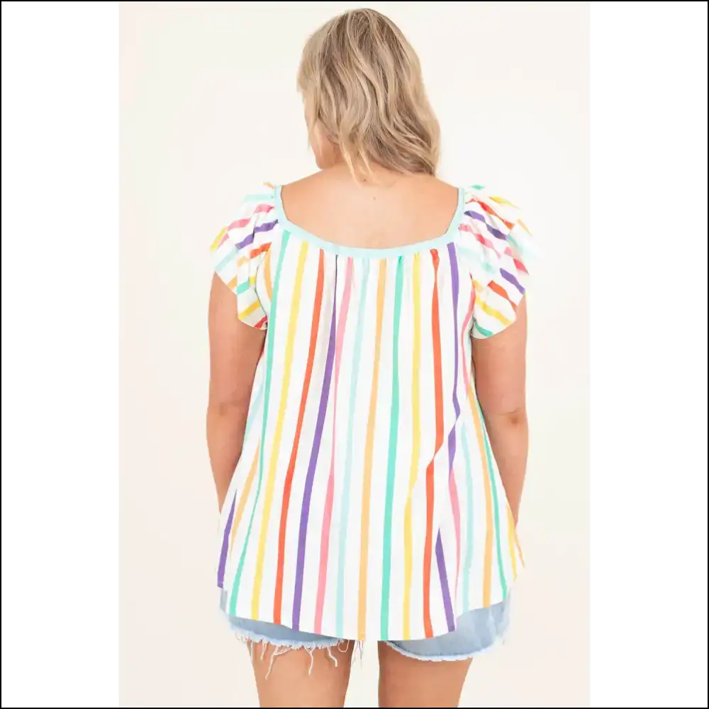 Stripes so Bright Youll Need Shades 🕶️ Needful Things Plus Size Blouse - Tops on Sale Worldwide Shipping