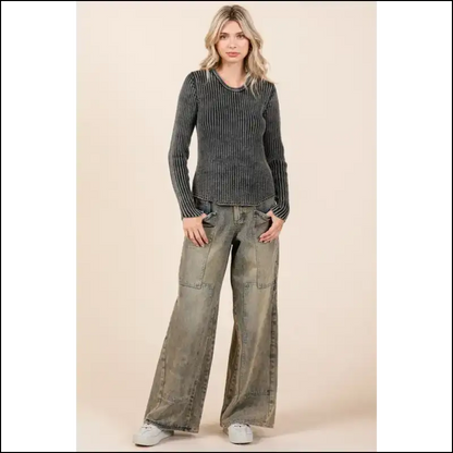 Strut in Style: Chic Washed Wide Leg Jeans to Dazzle your Denim Dreams! 👖✨ - on Sale Worldwide Shipping
