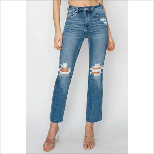 Strut in Style with Risen High Rise Distressed Jeans – Confidence Boosters! 💃 - Medium / 0(24) - on Sale Worldwide Shipping