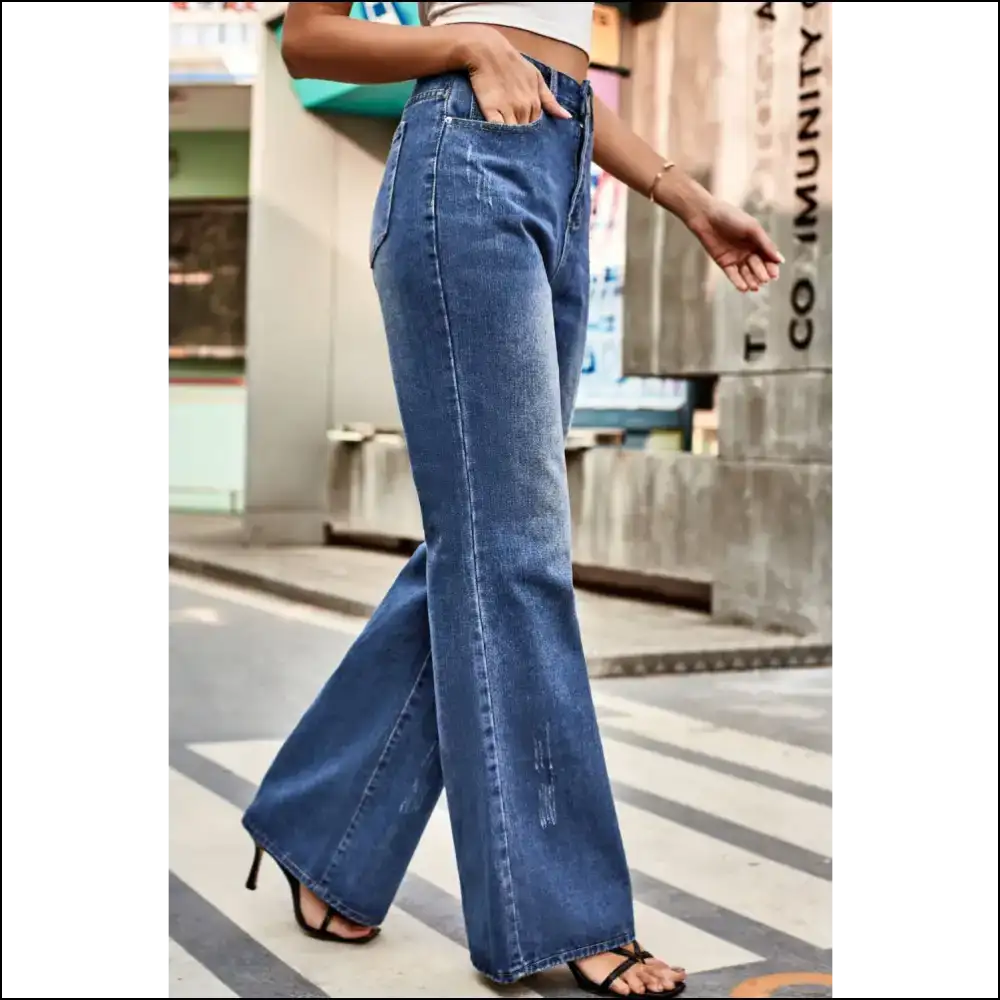 Strut Like Nobody’s Watching in Chic Buttoned Loose Fit Jean-tastic Comfort! - Jeans on Sale Worldwide Shipping