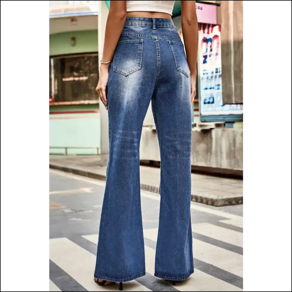 Strut Like Nobody’s Watching in Chic Buttoned Loose Fit Jean-tastic Comfort! - Jeans on Sale Worldwide Shipping
