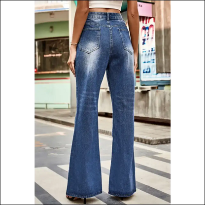Strut Like Nobody’s Watching in Chic Buttoned Loose Fit Jean-tastic Comfort! - Jeans on Sale Worldwide Shipping