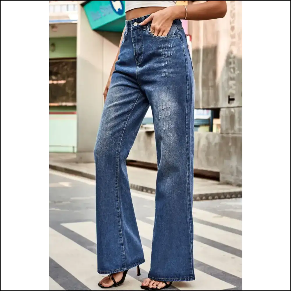Strut Like Nobody’s Watching in Chic Buttoned Loose Fit Jean-tastic Comfort! - Jeans on Sale Worldwide Shipping
