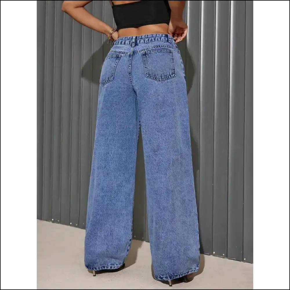 Strut Like you just Stole the Last Pair of Distressed Wide Leg Jeans! 💃 - Jeans on Sale Worldwide Shipping