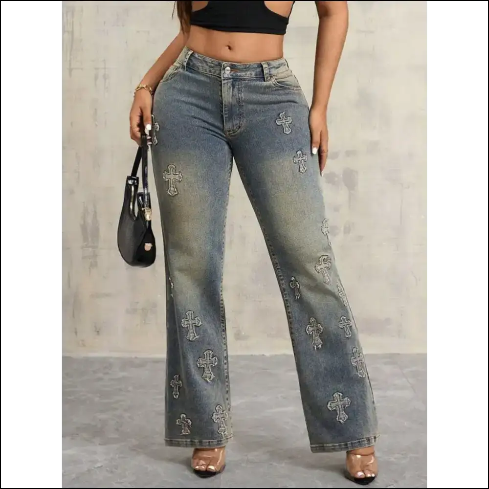 Strut Like you Own the Sidewalk in Needful Things Cross Wide Leg Jeans 😂 - Gray / s - on Sale Worldwide Shipping