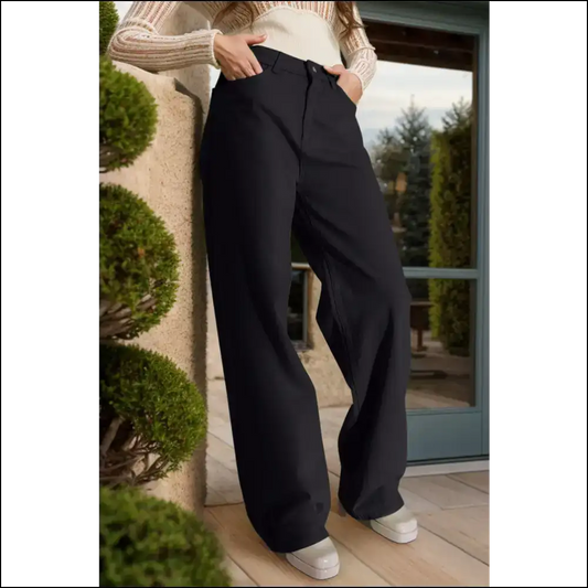 Strut the Night Away in our Chic Wide Leg Jeans with Pockets 😎✨ - Black / s - on Sale Worldwide Shipping