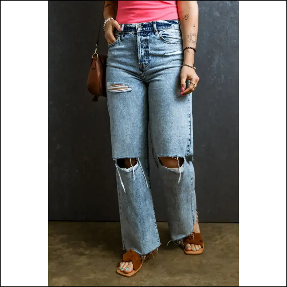 Strut your Distressed Raw Hem Straight Jeans and Own Fabulousness! 😎👖 - on Sale Worldwide Shipping