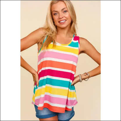 Strut your Stripes: the Chic Striped Knit Tank that Kills Boredom! 😏✨ - Tops on Sale Worldwide Shipping
