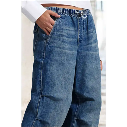 Strut your Stuff: Chic Drawstring Waist Wide Leg Jeans New Bff! 💃✨ - on Sale Worldwide Shipping