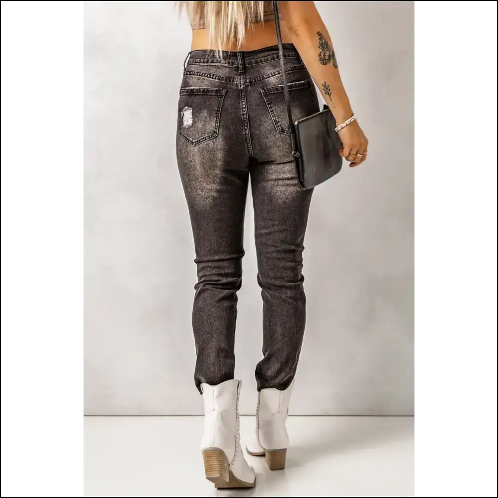 Strut your Stuff: High Waist Raw Hem Skinny Jeans for Attention Seekers 😏 - on Sale Worldwide Shipping